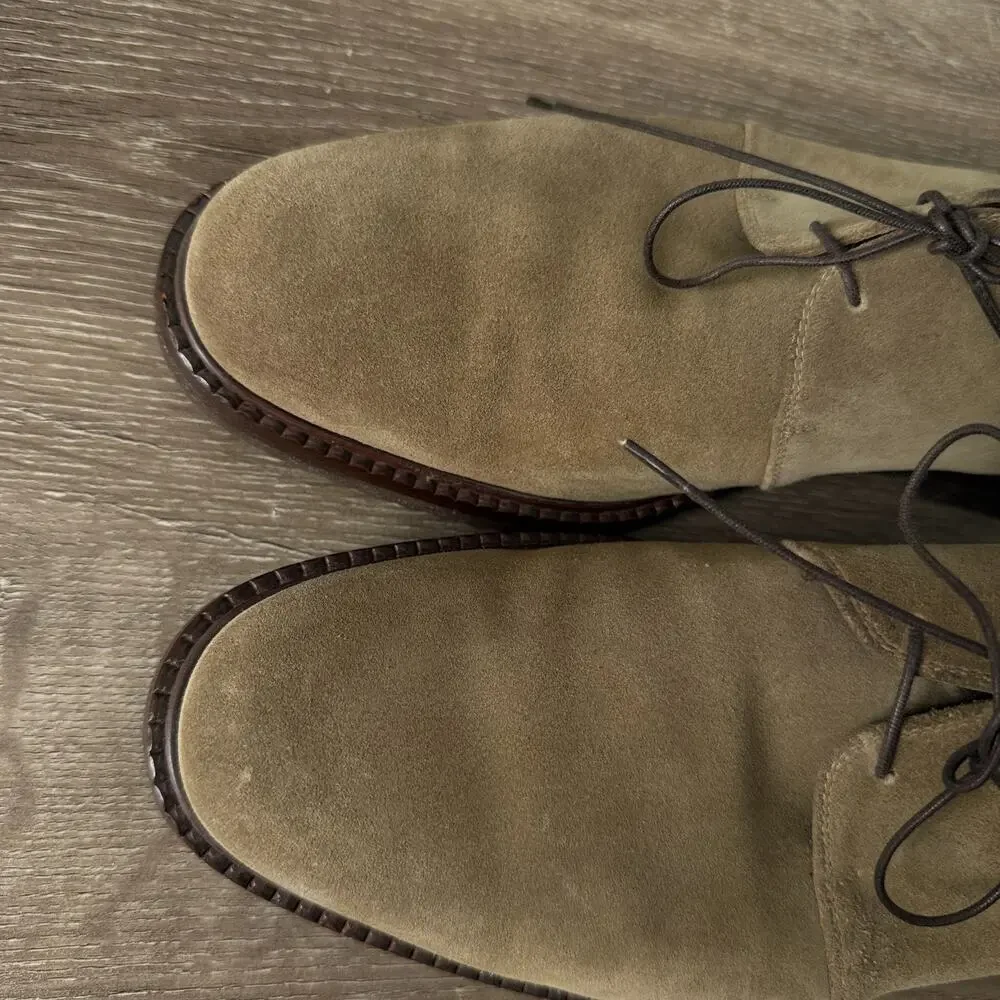 Salvatore Ferragamo Suede Derby Shoes Mens 9 D Vibram Sole Italy Taupe